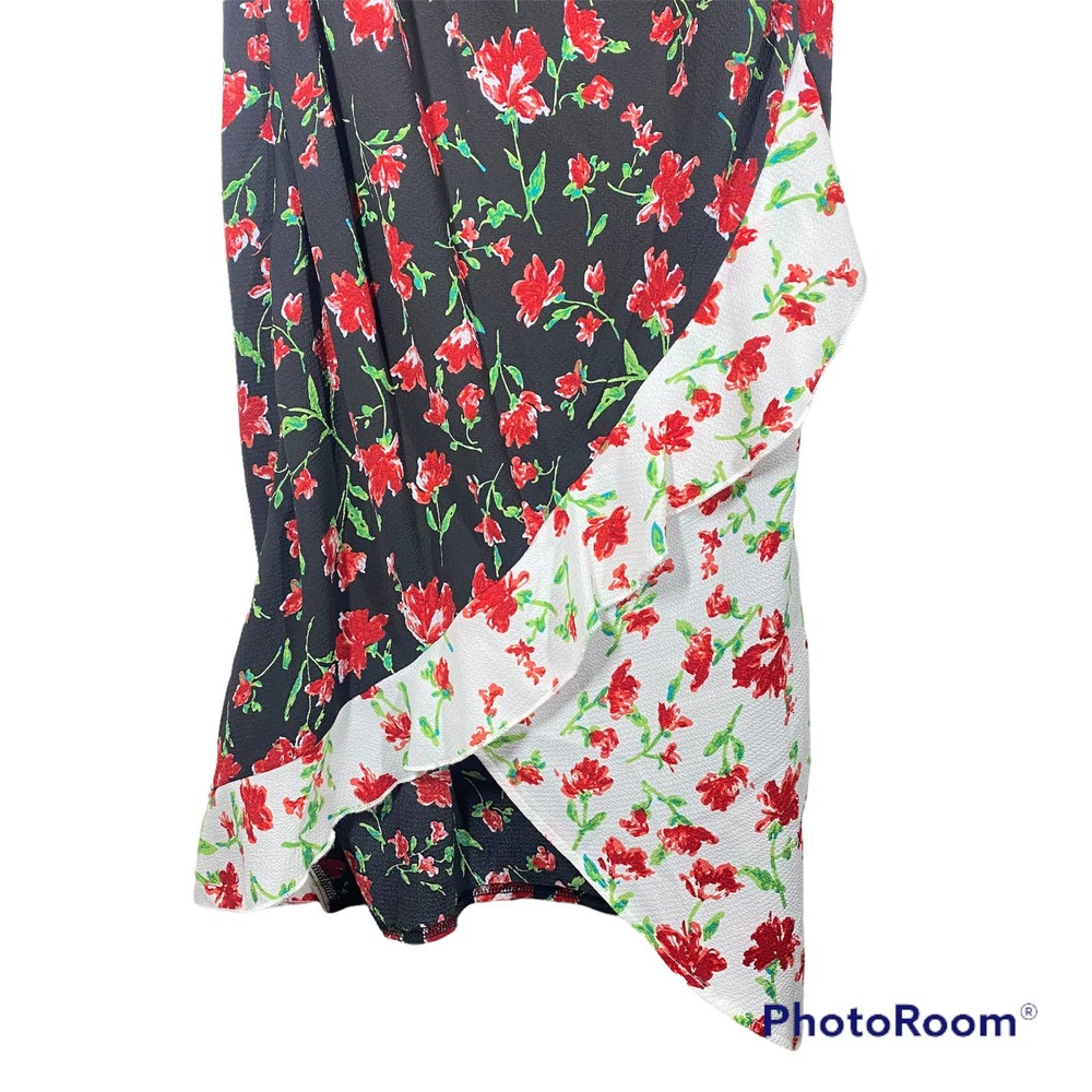 Missguided Floral Midi Dress Black Red Size 8 - Picture 4 of 8